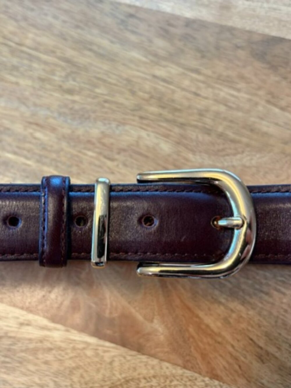 Mango Leather Belt - Burgundy/Brown and Gold - Size M